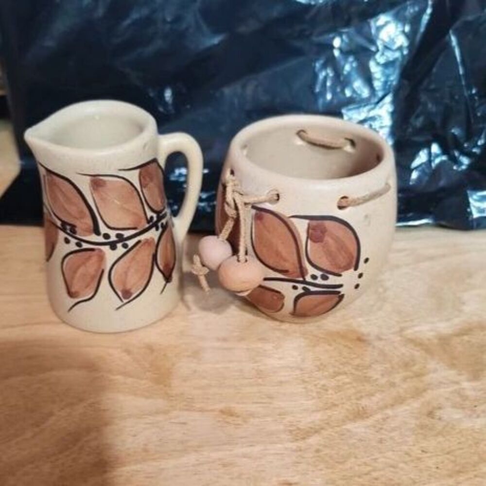 mid century kiln fired pottery set